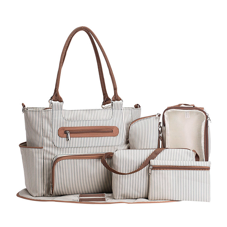 JZB043 Stripe Design Baby diaper Bag for Baby Bolsas Wholesale Multi-function Organizer Tote Waterproof Mummy Diaper Bags