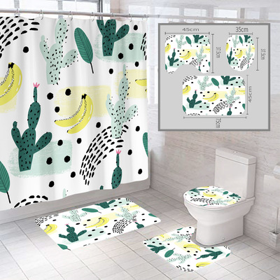 Floor mat Nordic abstract art simple geometric waterproof combination shower curtain carpet bathroom curtain shower curtain
