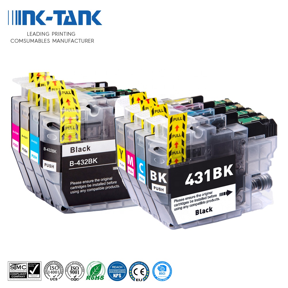 INK-TANK LC431 LC432 LC432XL LC-432XL LC-432 премиум цвета Совместимый струйный картридж с чернилами для принтера фирмы Brother