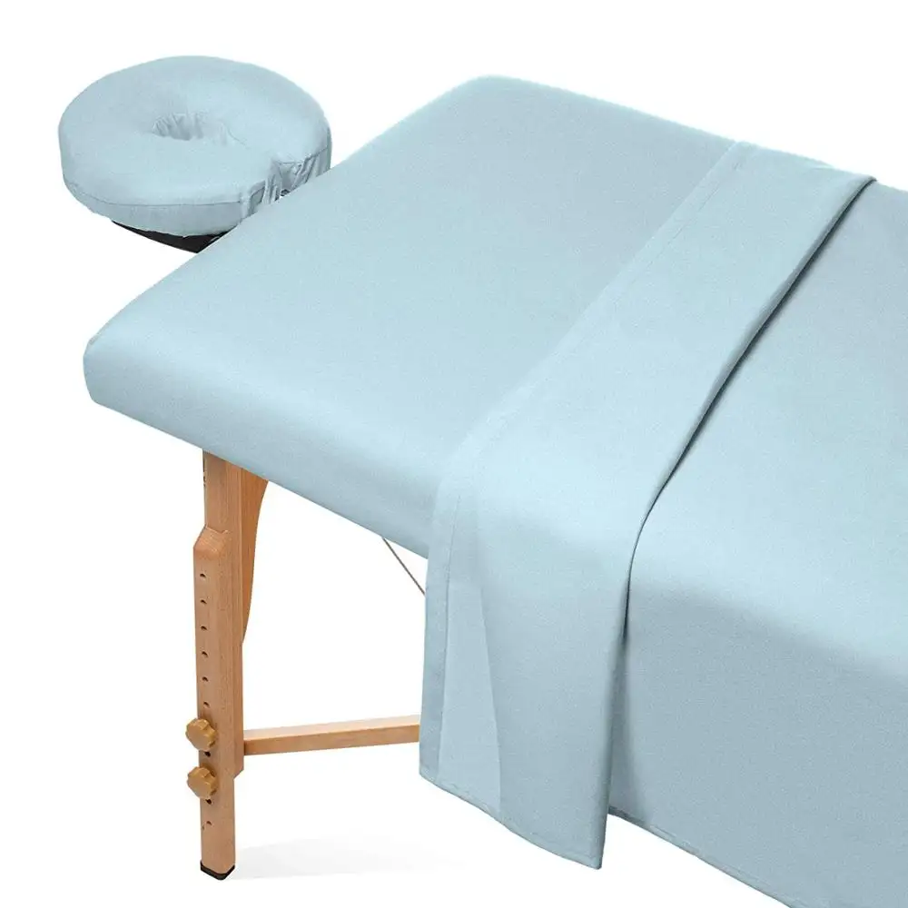 Soft microfiber massage table bed sheet cover set Spa Massage Table Elastic Fitted Flat Bed Sheet