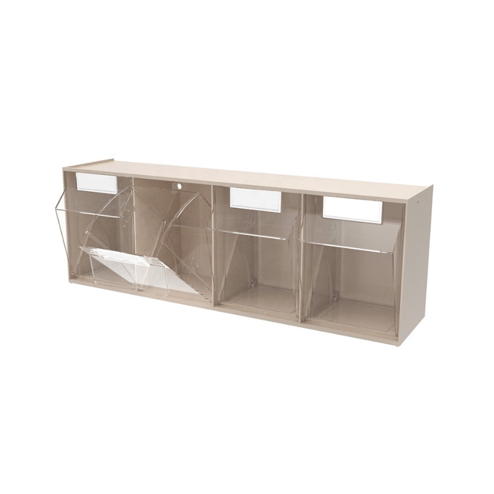 4 Compartment Stacking Wall Mounted Tilt Industrial Warehouse Plastic Storage Picking Box Bins