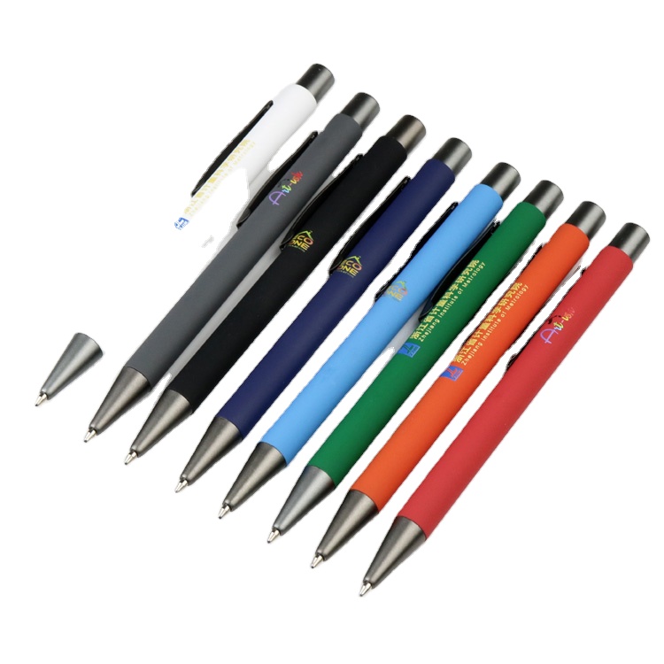Custom Logo 1.0mm Metal Ballpoint Pens Business Banner Novelty Advertising Gift with Black Ink Plastic Body Promotional Pen