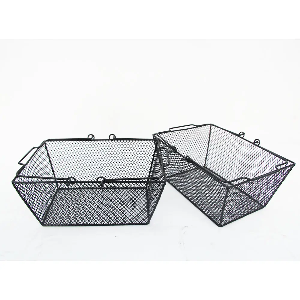 Manufacturer Direct Selling Cosmetics Store Shopping Basket Boutique Black Wire Mesh Shopping Basket