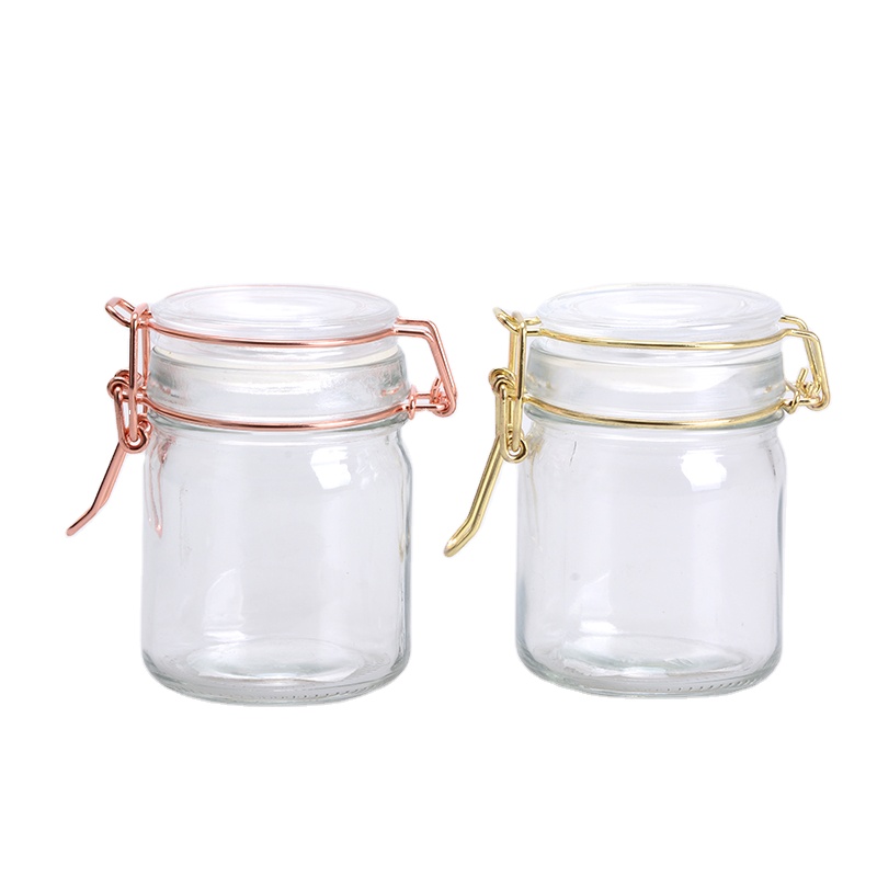 wholesale 160ml empty custom glass jar herb spice jars set airtight glass spice jar with metal clip lid