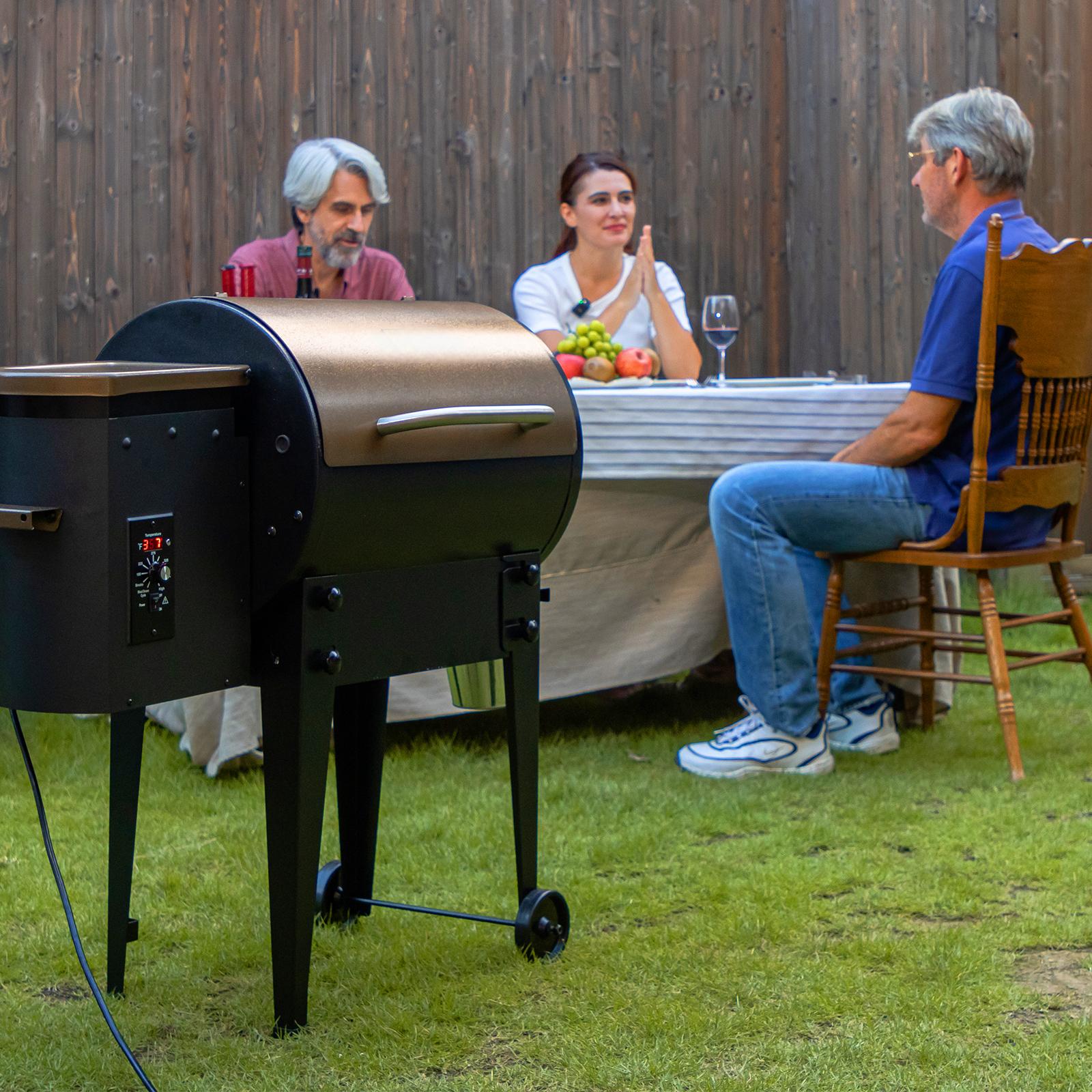 Miire KC456C-BR Unfoldable Legs Wood Pellet Grill Smoker With Electric Digital Control For Backyard BBQ