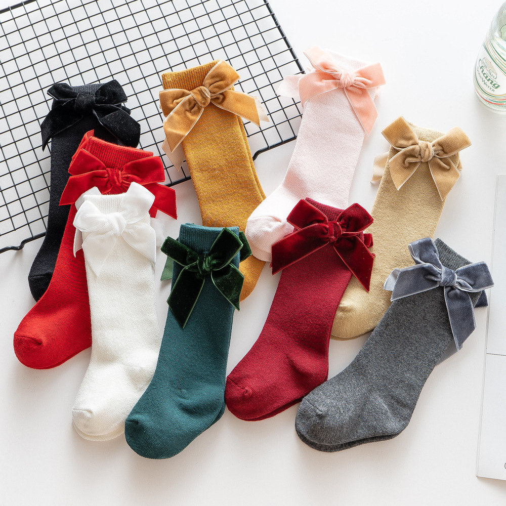 Baby Bow Knee Socks 0-3 Years Baby Knee High Socks with Bow Infant Girls Wholesale Infant Girl Spandex Cotton Spanish Baby Socks