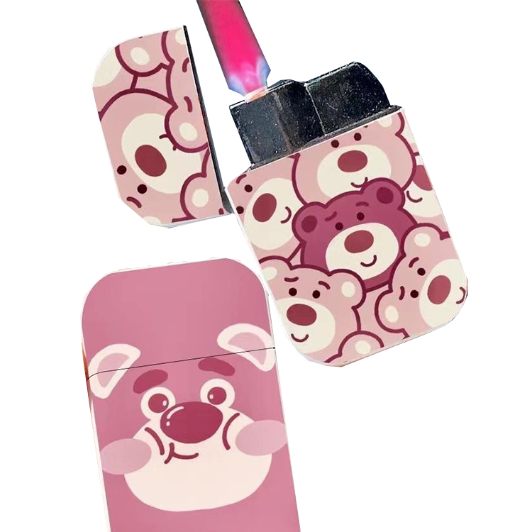 Beautiful Colored Smoking Accessories Customized Metal Inflatable Pink Flame Lighter Gradient Color Gas Lighter