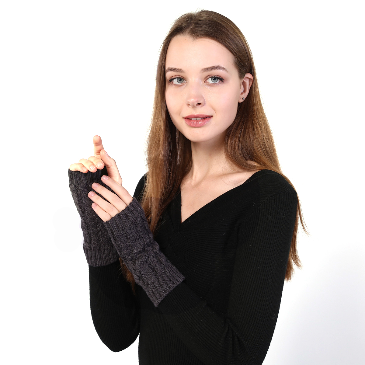 Fashion Women Winter Warm Arm Warmer Short Fingerless Gloves Soft Knitted Classic Pure 9 Colors New Solid Gloves Mittens