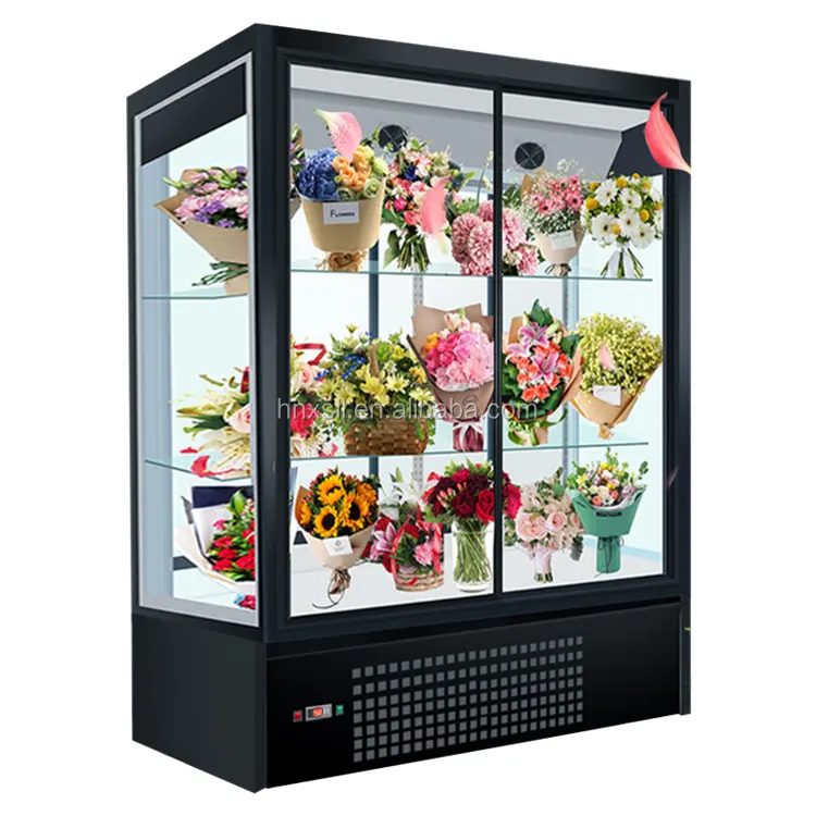 Best price 2021 New design Flower Glass door Floral Fresh Keeping Refrigerator Display Cooler Showcase Cold Fridge