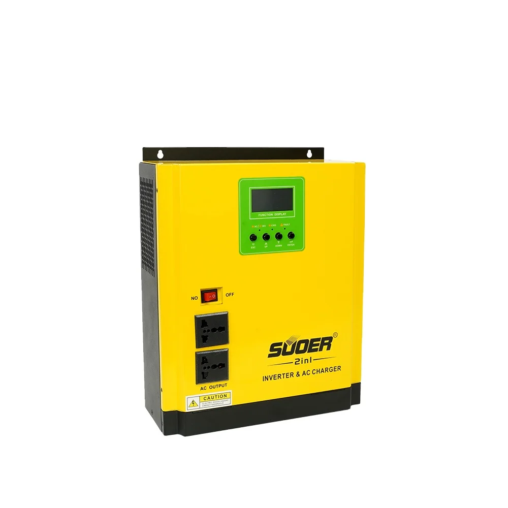SUOER 3000va 24V, профессиональное изготовление, производство 2 в 1 инвертор немодулированного синусоидального сигнала AC зарядное устройство Гибридный солнечный инвертор