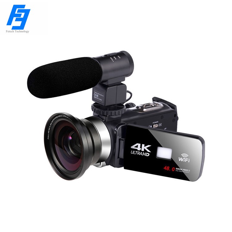 Заводская OEM видеокамера HDV4K Портативная HD цифровая камера с широкоугольным объективом и микрофоном 4K 48 МП