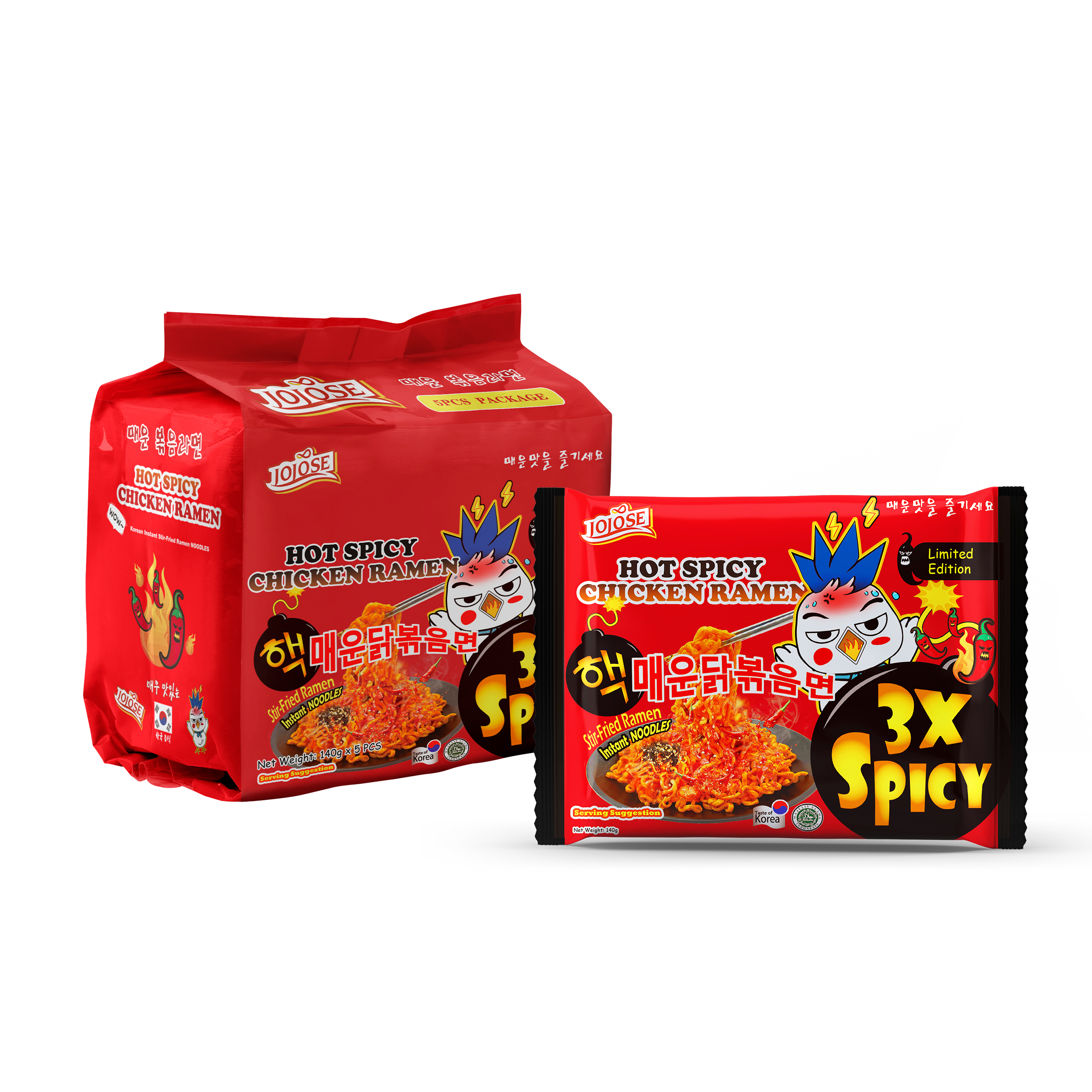 Hot Selling Wholesale Children Kids Food Oman Mala Food Wai Wai Korean Stir-Fried 3X Sapicy Ramen Instant Noodles