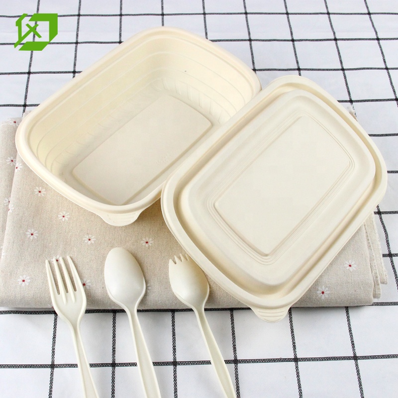 biodegradable disposable corn starch to go plastic 600/900ml food container for food packaging