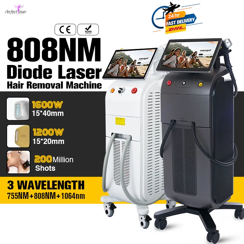 Alexandrite Laser 755nm Diode Laser Machine 2 Handle 3 Wavelength 3500w 808nm Diode Laser Hair Removal Price