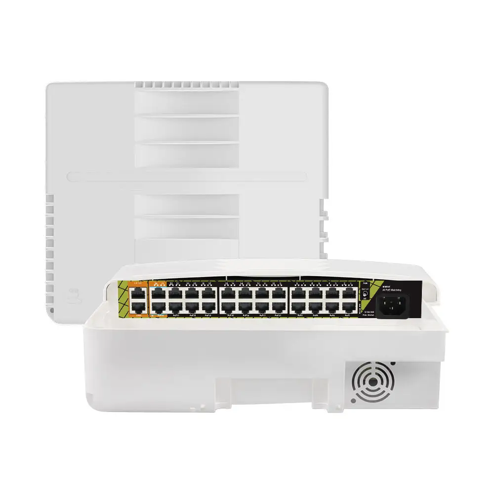 New Design 48V Waterproof Outdoor PoE Switch 24 port Network Gigabit Ethernet Switches PoE Outdoor