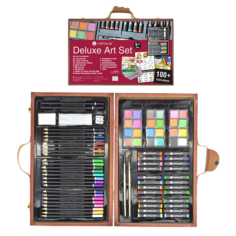 RTS new Christmas gifts stationery box set 24 color pencils brush erasa stationery set childrens gifts for school