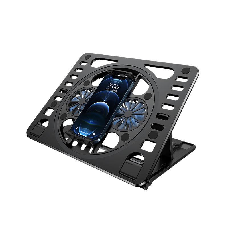 ABS Plastic Dual Fan Gaming Laptop Cooling Pads 6 Angle Adjustable Foldable Laptop Stand For Tablet Notebook