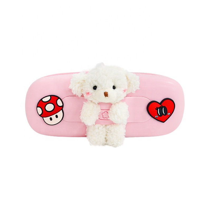 NEWMEBOX Wholesale Creative Girls Cute Pencil Bag School Pink Purple plush bear silicone Pencil Case for girls