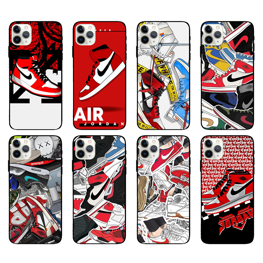 ТПУ мультяшный чехол NBA Jordan AIR спортивный чехол для телефона с кроссовками матовый мягкий чехол для iPhone 11Pro,12/13 Pro Max