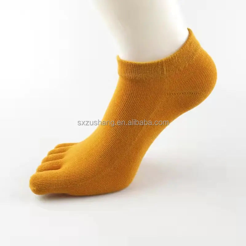 Pure Color 5 Fingers Socks Womens 100% Pure Cotton Socks Wholesale Customization