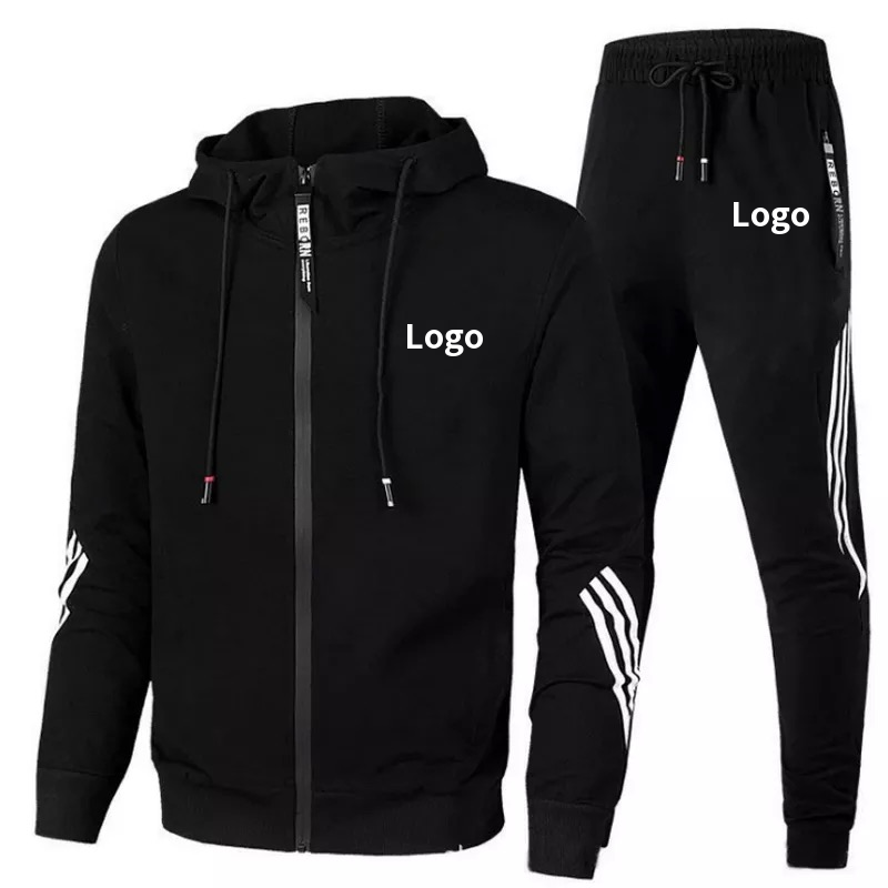 Wholesale Custom Stripes Training Fitness Set Zipper Jacket Gym Pant Blank Sweatsuit Jogging Brand Tracksuits for Men
