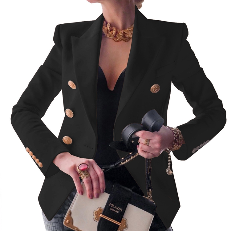 KCYA new women blazer office lady lapel long sleeve coat suit slim cardigan solid color jacket sexy blaze