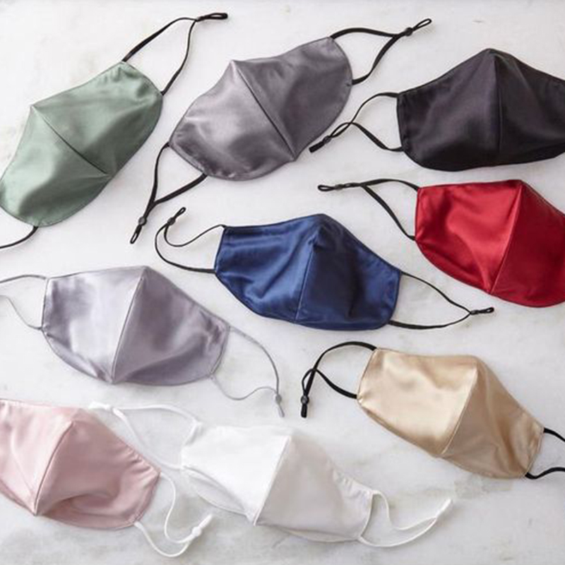 19momme Fashion women washable mouth mask custom ice mulberry silk face mask