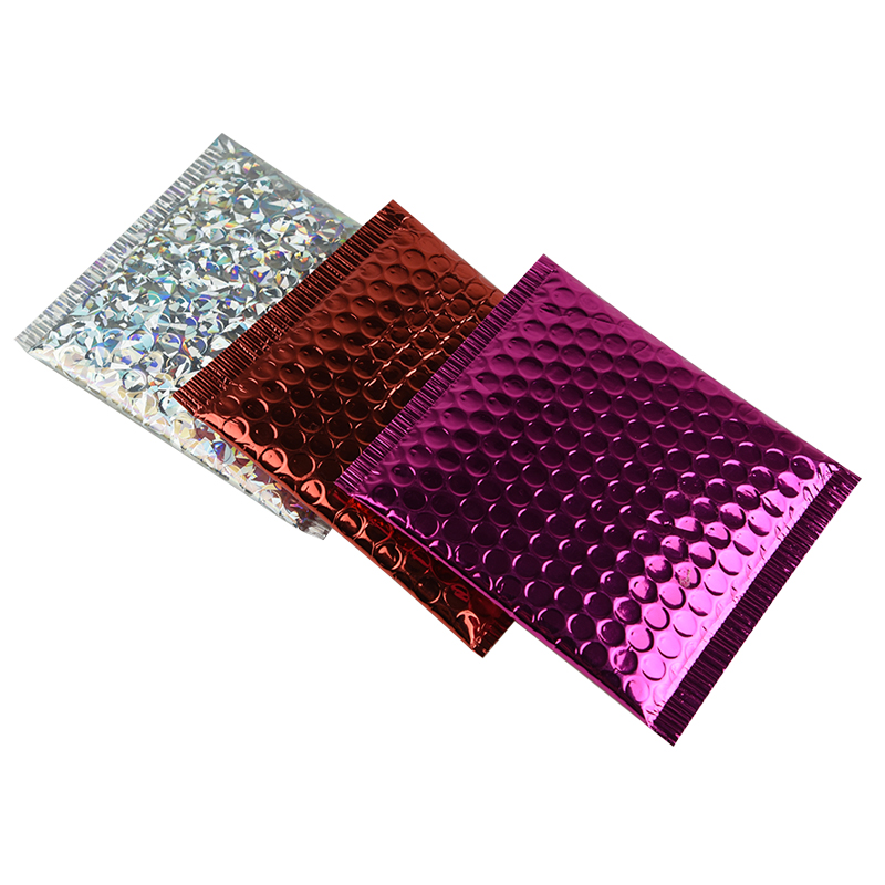Customized Logo Metallic Foil Pink Rose Gold Black Padded Bubble Envelopes Shipping Packaging Poly Bubble Mailer