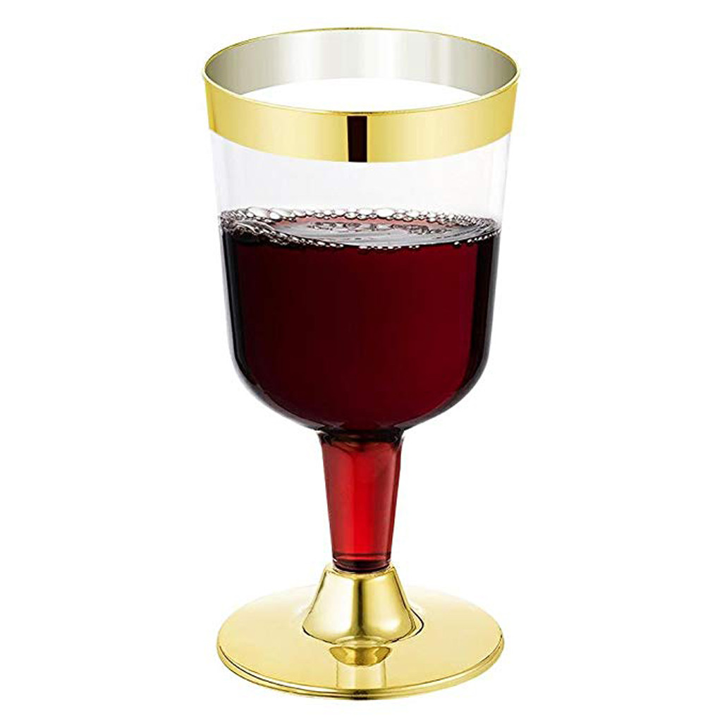 Disposable Golden Fancy Silver Wedding Cup Elegant Party Birthday plastic wine cup with gold edges