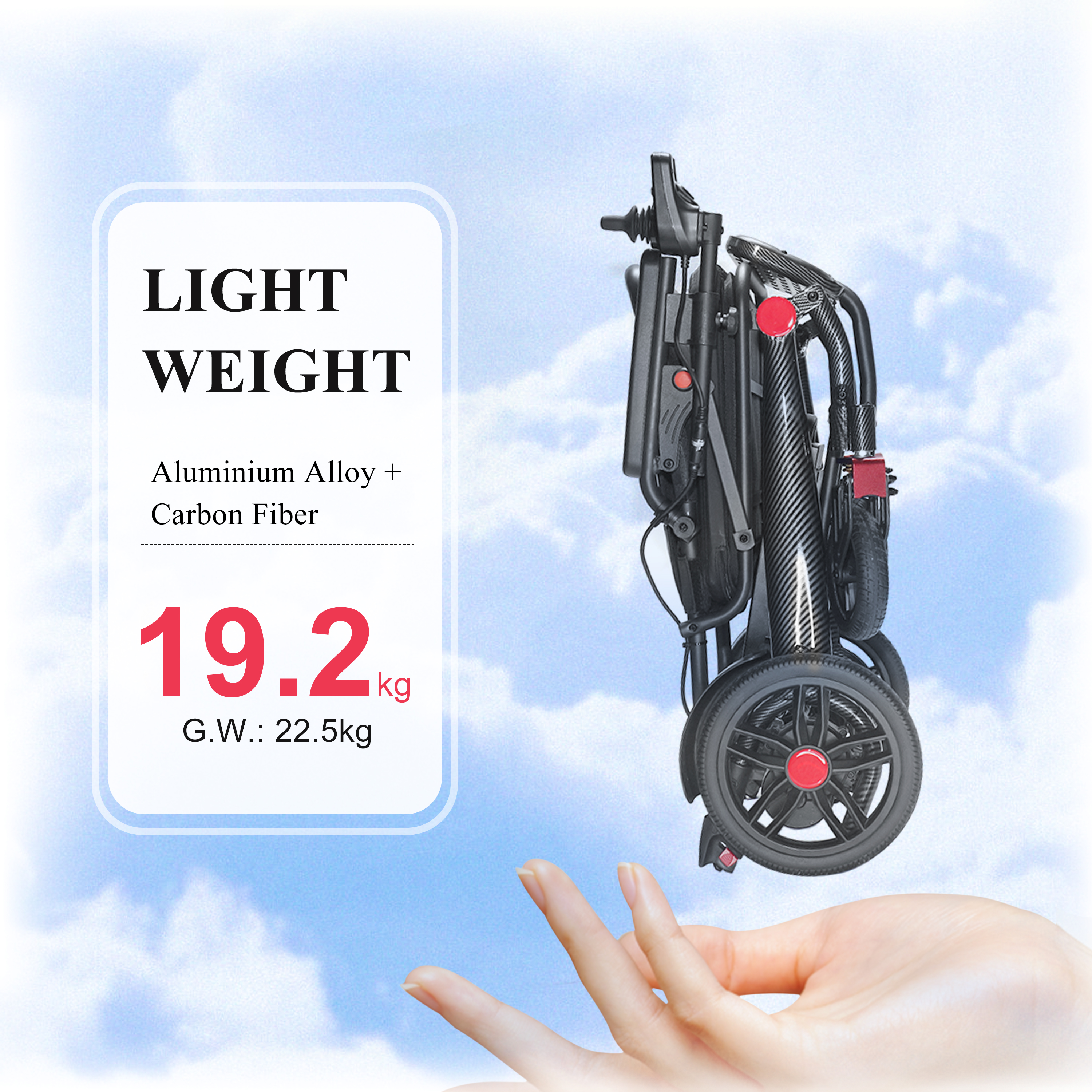 2024 New Electrica Handicapped Folding Luxury Electric Foldable Wheelchair Mobility for Elders