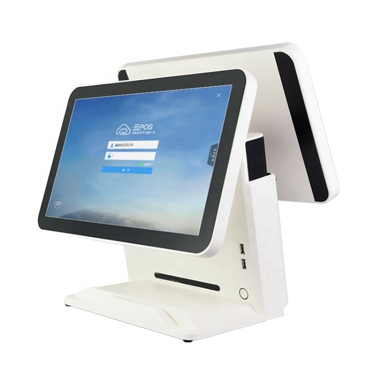 Superwin dual screen 15inch cash register cheap touch machine cashier without printer