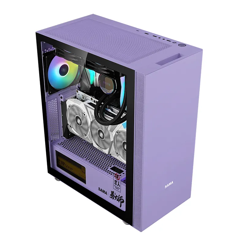 SAMA 3702 NEW Purple color gaming computer case with simple beauty design for ATX/ITX pc case steampunk New design new arrival
