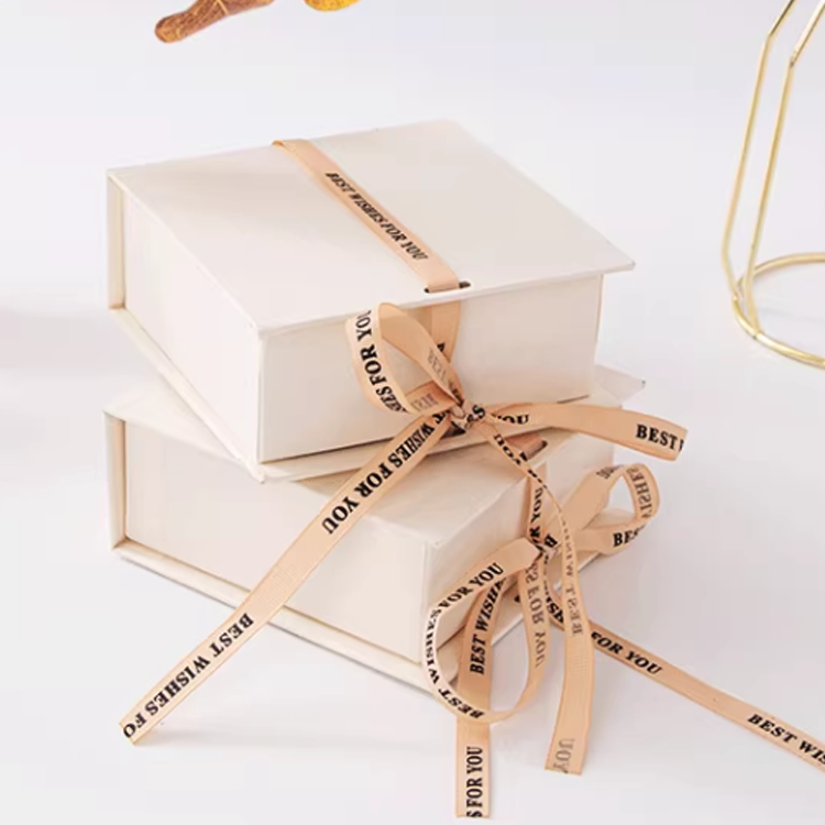 Custom Eco Book Shape Paper Gift Packaging Jewelry Box with Ribbon