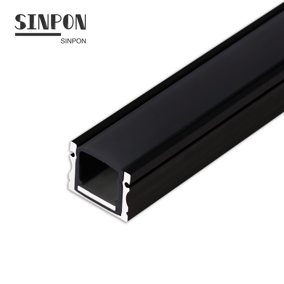 Factory Hot Sale 17*15mm Surface Mounted Anodized Black Color Aluminum Profile With 1m 2m 3m Length and SMD 5050 Led Strip