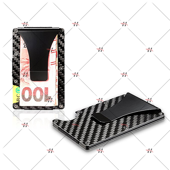 2021 New Design RFID Blocking Minimalist Metal Wallet Slim Carbon Fiber Card Holder