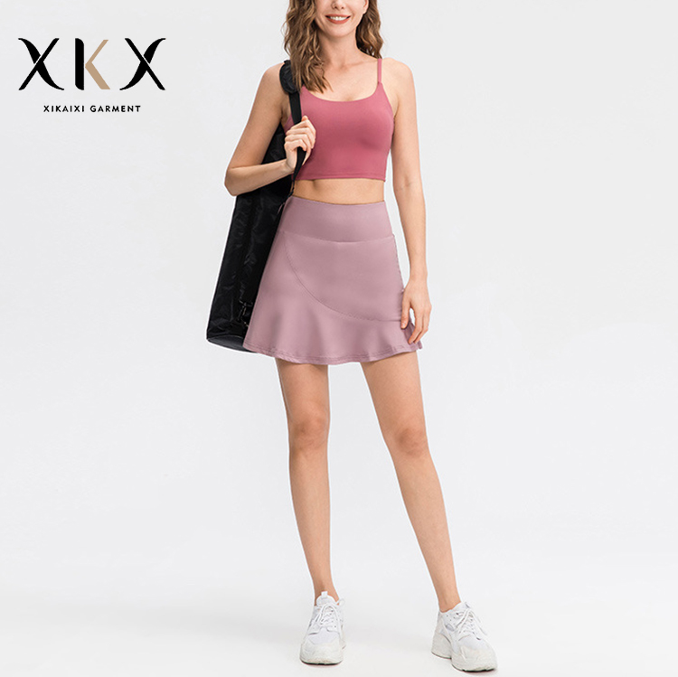 2021 Women's sports skirt loose anti light fast dry running fitness tennis skirt girl casual two pieces skirt set