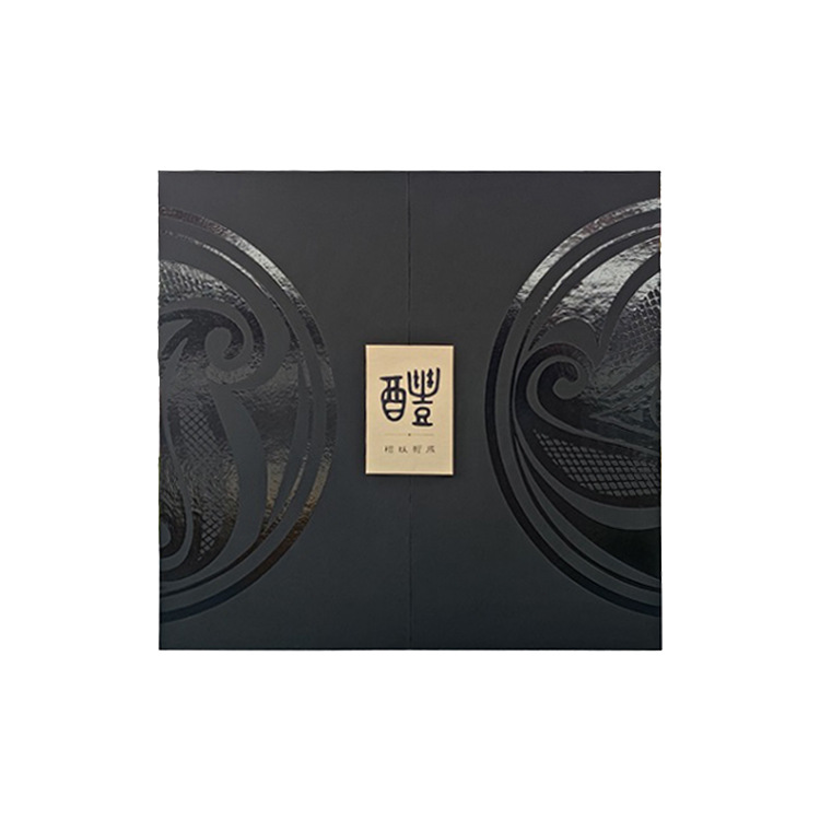 Luxury customized double opening magnetic closure door with gold foil logo gift packaging box for two bottle of brandy