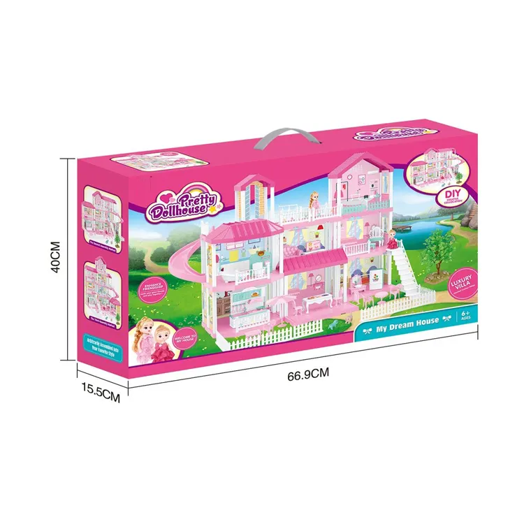 Toy House Dollhouse Furniture And Dolls Dream Doll House For Little Girls Kids Pretend Play Play Set Perfect Toddler Toys With Accessories