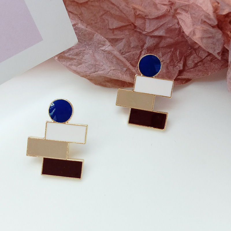 Top sales Korean Impressionist French Glazed Retro Contrasting Color Temperament Simple Girl Earrings