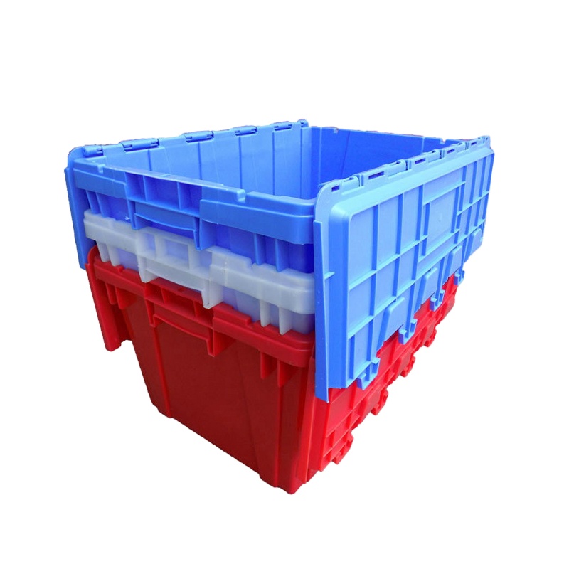 Logistic Lockable Plastic Bin Storage Crate Warehouse Industrial Plastic Crate 60x40 cm A Storage Box pp 50l Attached Lid