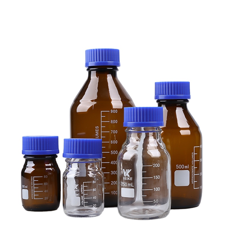 Wholesale Reagent Bottle Lab Chemical Glassware With Blue Screw Cove