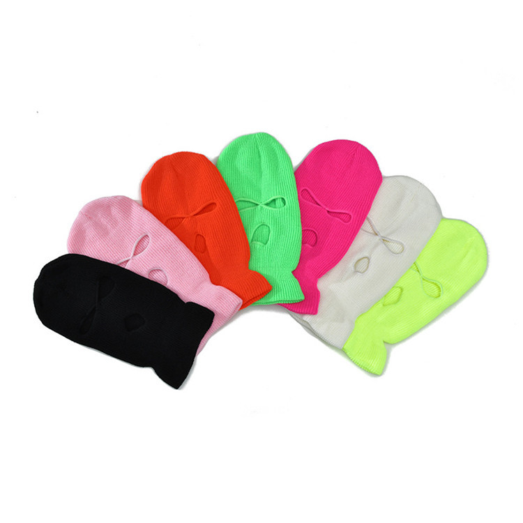 Winter Visibility Balaclava Style Knit Hat Winter Wind Ski Hat 3 Hole Mask Neck mask orange 3 Hole hat mask