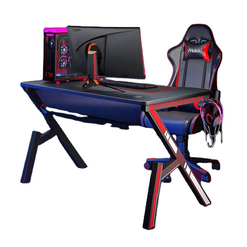 High Quality Modern Design PC Gaming Table Y-Shaped RGB LED Desk Cup Headphone Holder Wholesale New Model Metal Office Use