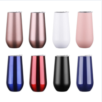 Hot selling 6oz double wall custom stainless steel champagne wine glass insulated vacuum wine tumbler with lids