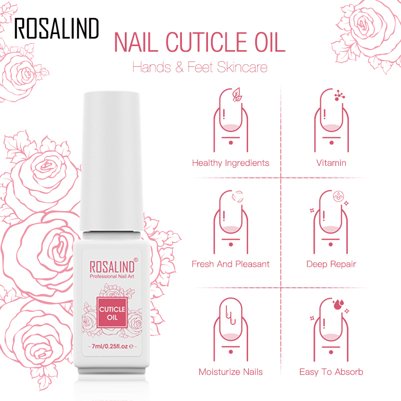 ROSALIND oem custom logo professional rose flavor manicure tools 7ml nourishment cuticle oil for nails cuticle nutrition