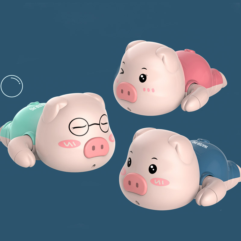 Baby Floating Animals Cute Pig Wind Up Funny Bathing Toys Baby Bathroom Toys For Kids Swimming Pig