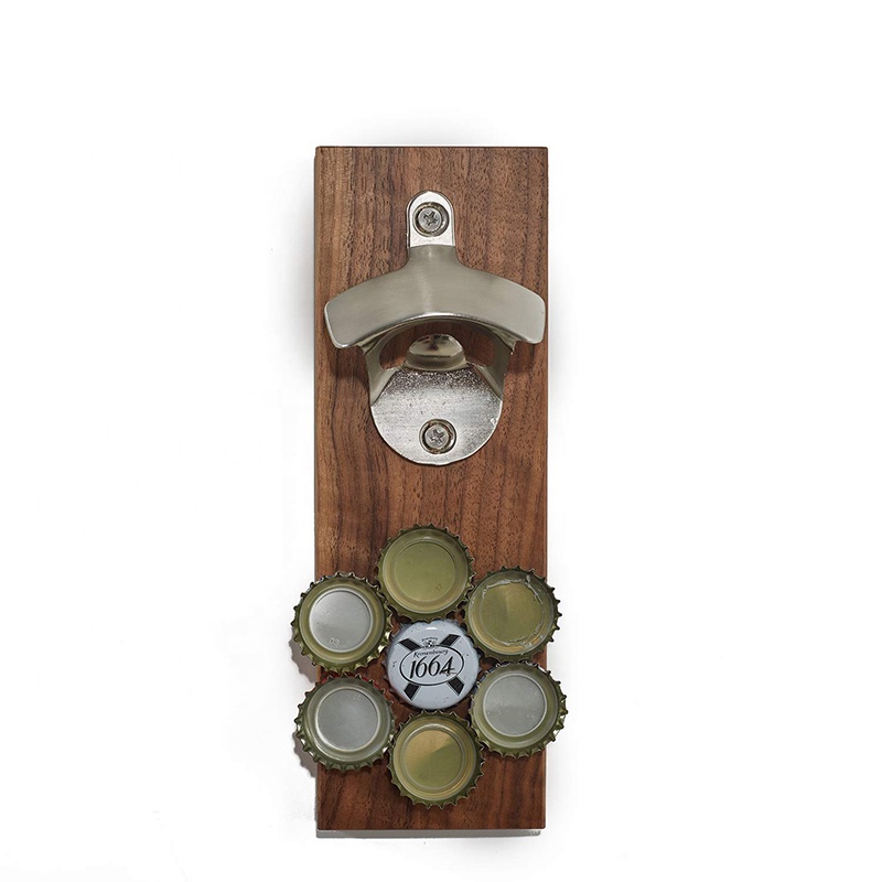 Manufacture Magnetic Bottle Opener Durable Wall Mounted Wooden Bottle Opener for Sale