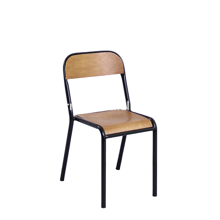 French Black Mid-Century And Modern Ergonomic Industrial Chair European Wooden Seat Restaurant Cafe Chair