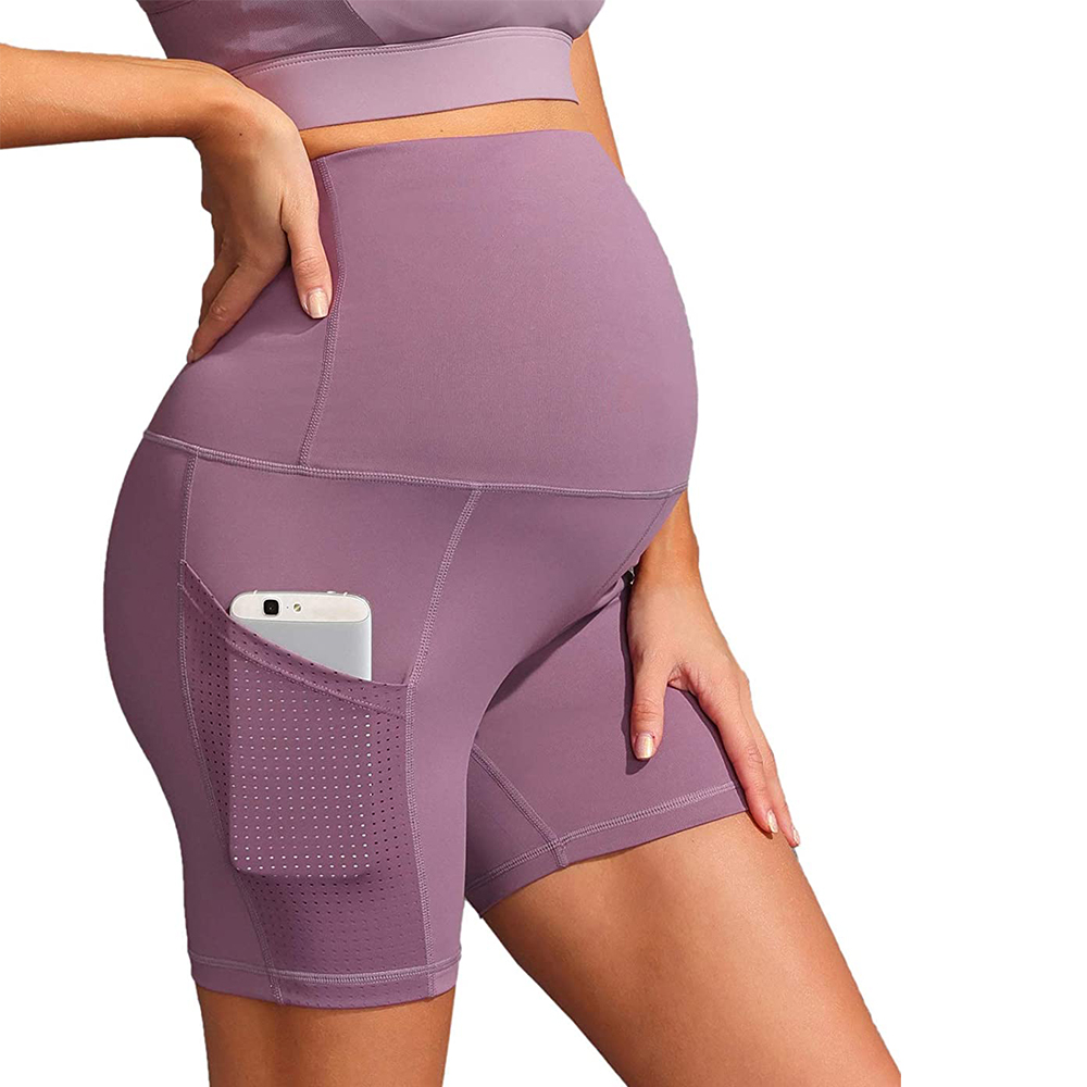 2021 new syyle mesh packets pink Womens Maternity Yoga Shorts Pregnancy Athletic Shorts Lounge Wear Pants