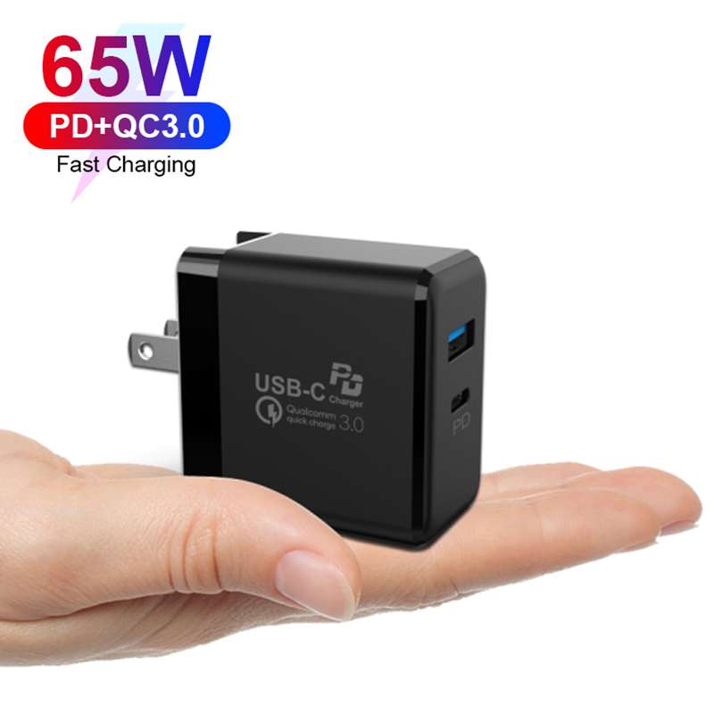 Зарядное устройство для ноутбука с двумя портами, 65 Вт, QC3.0 PD